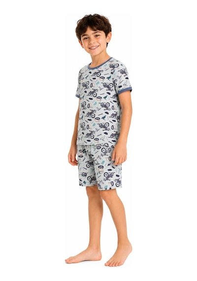 Tenra Erkek Çocuk Pamuklu Şortlu Pijama Takımı 3-12 Yaş Yeşil