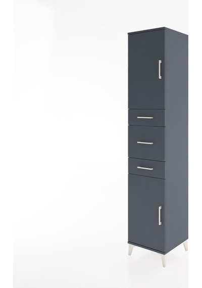 Hyperion Dolap 3 Raflı 3 Çekmeceli 2 Kapaklı 44x44x221 Antras... Antrasit