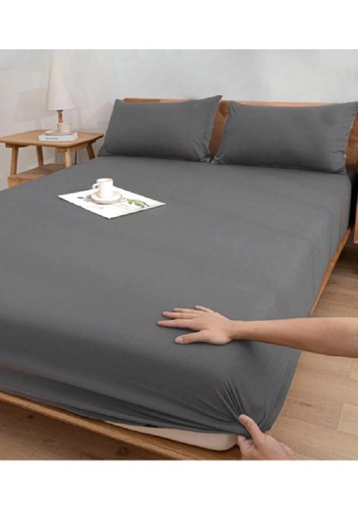 Çift Kişilik 160x200 30 Cm Fitted Lastikli Çarşaf Gri Koyu Gri