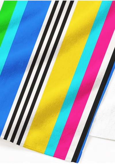 Çizgili Renkli Modern Plaj Havlusu - Geometrik Tropikal Çok Renkli Hızlı Kuruyan Mikrofiber Havlu Çok Renkli