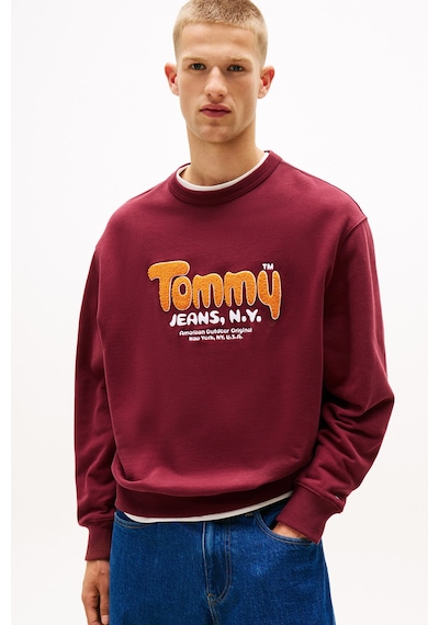 Tommy Jeans Bisiklet Yaka Bordo Erkek Sweatshırt Dm0dm22087xıu Tjm Rlx Boucle Fnt Pl Bordo