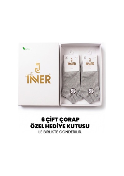 Just Inner Erkek 6'lı Pamuklu Patik Çorap Mevsimlik Nefes Alan 14200 Gri
