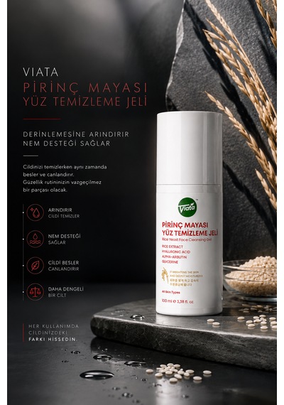 Pirinç Mayası Yüz Temizleme Jeli Hyaluronik Asit Alpha Arbutin 100 Ml