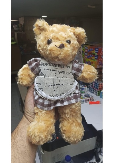 Oyuncak Peluş Kahverengi Elbiseli Ayıcık 30 Cm