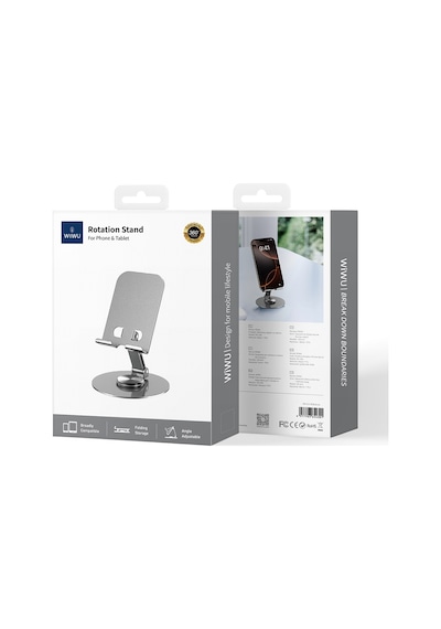 Wiwu Zm-014 Taşınabilir Katlanabilir 360 Derece Dönebilen Metal Telefon Ve Tablet Standı Gri