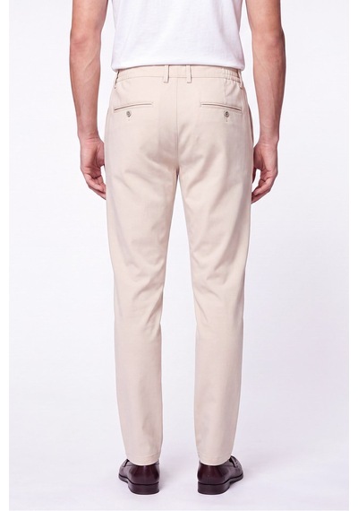 Comfort Fit Beli Lastikli Esnek Pamuk Bej Jogger Pantolon P 1222
