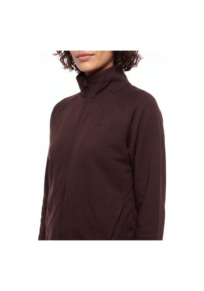 Jeep J6wl-swt7032 Kahve Kadın Dik Yaka Baskılı Relaxed Cepli Örme Sweatshirt