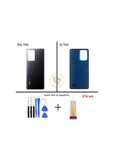 Xiaomi Redmi Note 12 Pro Plus 5g - Lenssiz Siyah Arka Pil Kapağı + Yapıştırıcı Ve Vida Seti Çok Renkli