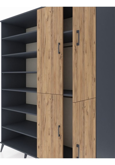 Kronos Gardrop 8 Raflı 4 Kapaklı 2 Askılı 176x59x221 Antrasit-çam/antrasit Çam/antrasit Kronos Gardrop 8 Raflı 4 Kapaklı 2 Askılı 176x59x221 Antrasit-çam/antrasit Çam/antrasit
