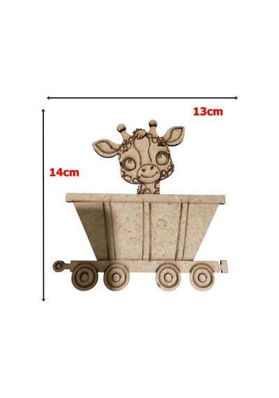 Boyanabilir Ahşap Vagonlu Zürafa Figürü 14x13 Cm 10 Adet
