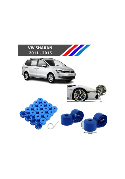 Otozet - Vw Sharan Bijon Civata Kapağı Mavi Renk 20 Adetli Set 17mm 1k06011739b9