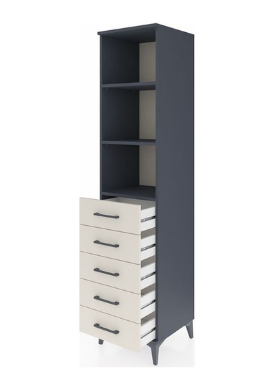 Hyperion Dolap 3 Raflı 5 Çekmeceli 44x44x195 Antrasit-aytaşı Antrasit