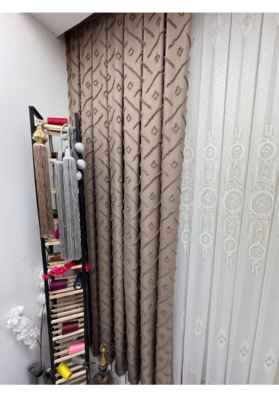 Nivemeshome Sedef 3-0006 Kahve 1/3 Pileli Fon Perde 60x270