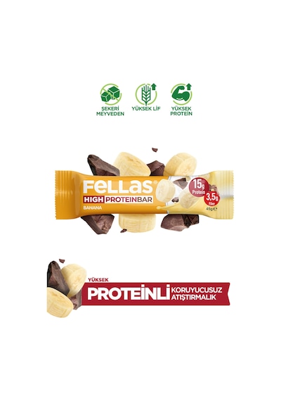 Fellas Yüksek Protein Bar - Muzlu 45 G  x 12 Adet