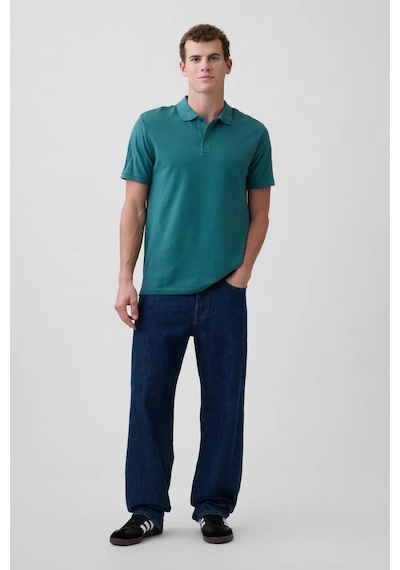 Gap Erkek Pique Polo Yaka Yeşil T-shirt-13470 Yeşil