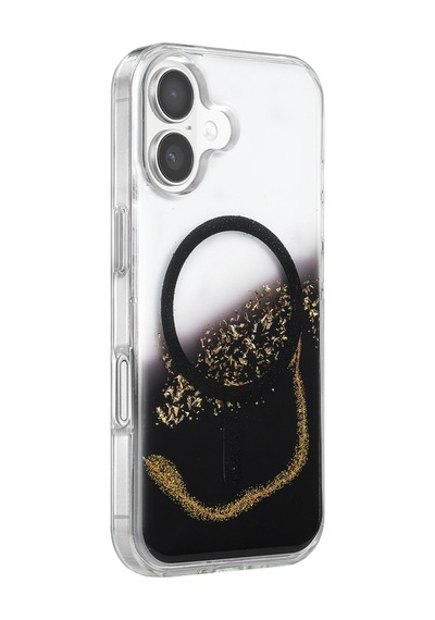 Onegif Apple İphone 16 Lotus Simli Magsafe Kapak - Siyah - Siyah