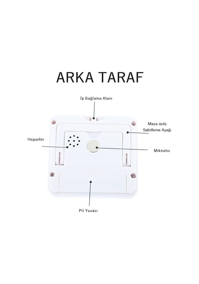 Gaman Alarmlı Dijital Öğrenci Sınav Kronometresi 24 Saat Geri Sayım Cihazı Saat - Alarm/kronometre Beyaz Beyaz