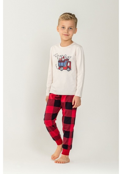 Rolypoly Erkek Çocuk Lets Build Beyaz Uzun Kol Pijama Takım Rp3872-c-v1 Rp3872-c-v1