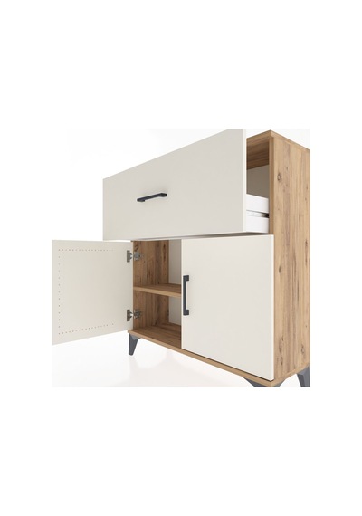 Arges Şifonyer Tek Raflı Tek Çekmeceli 2 Kapaklı 88x30x96 Çam-aytaşı Atlas Çam
