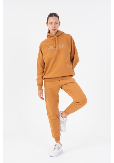 Maraton Oversize Kadın Bisiklet Yaka Karamel Sweatshirt Karamel