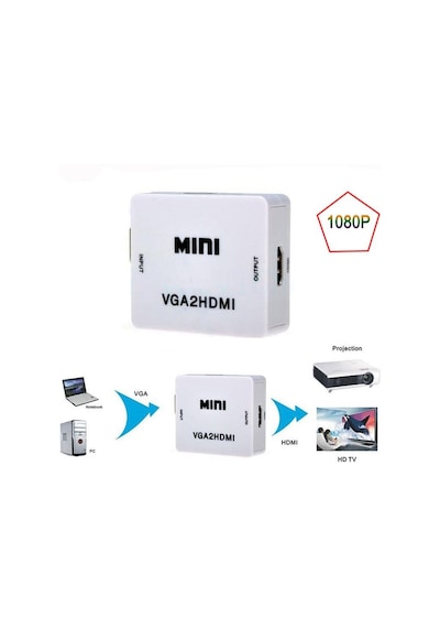 Vga - Hdmi Aktif Çevirici VGA To HDMI Dönüştürücü TV Adaptör Box Vga - Hdmi Aktif Çevirici VGA To HDMI Dönüştürücü TV Adaptör Box