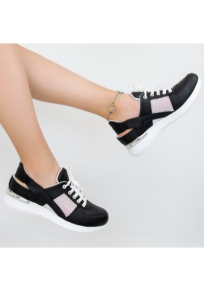 Ortopedik Spor Sandalet Siyah Fileli Model Siyah