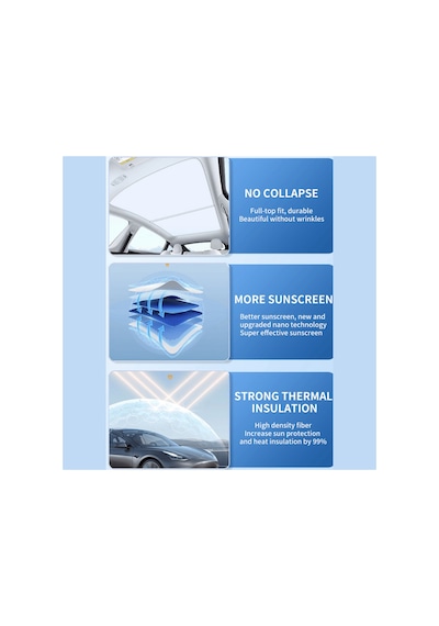 Red Lion Parts Tesla Juniper Uyumlu Kristal Buz İpeği Tavan Güneşliği Sarkma Yapmayan Ice-crystal Split Sunshade