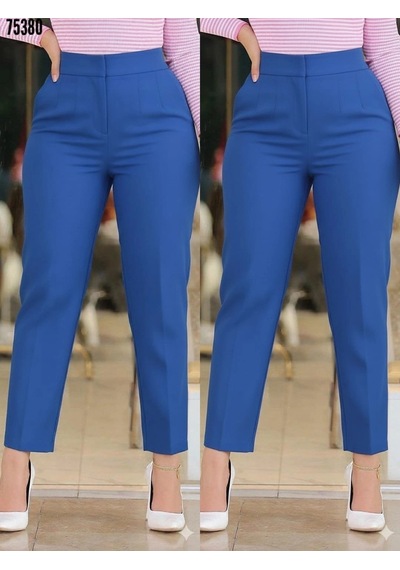 DefyModa Kadın Üste Oturan Paçası Bilek Üzerinde Biten Krep Kumaş Pantolon 36 S - 50 5xl Lacivert DefyModa Kadın Üste Oturan Paçası Bilek Üzerinde Biten Krep Kumaş Pantolon 36 S - 50 5xl Lacivert