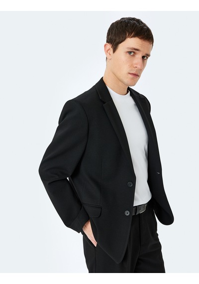 Koton Slim Fit Viskon Karışımlı Cepli Pike Kumaş Mono Yaka Düğmeli Blazer Ceket Siyah 5sam50008hk Siyah Koton Slim Fit Viskon Karışımlı Cepli Pike Kumaş Mono Yaka Düğmeli Blazer Ceket Siyah 5sam50008hk Siyah