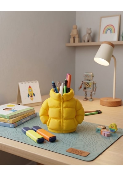 Tasarım Kutusu 3d Mont Kalemlik Sarı