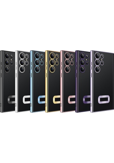 Samsung Galaxy Uyumlu S23 Ultra Kılıf Kamera Korumalı Logo Gösteren Zore Omega Kapak
