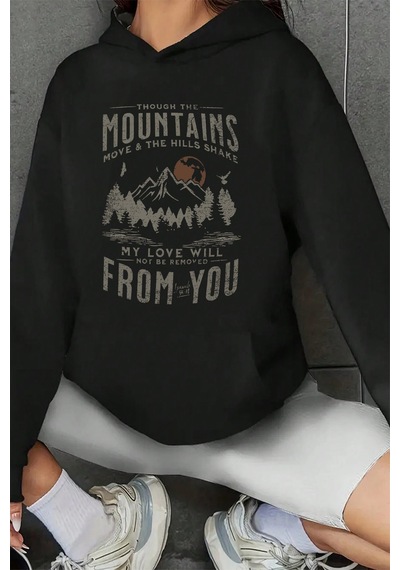 From You Baskılı Oversize Sweatshirt Siyah