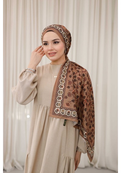 Mimiyum Alya Desen Soft Şal Karamel