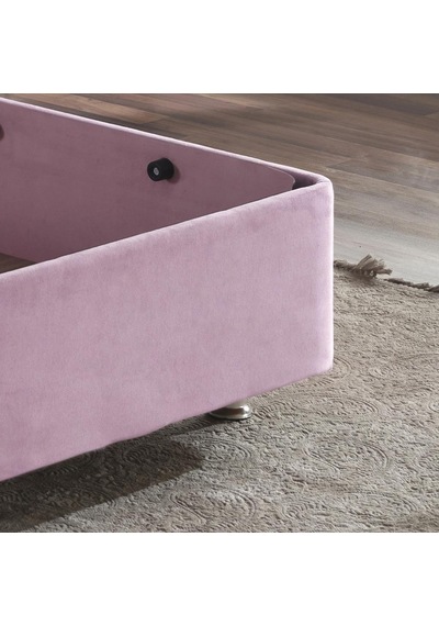 Nironyatak Pinky Baza Ve Başlık - 100 x 200 CM Cm Tek Kişilik Sandıklı Pembe Kuma