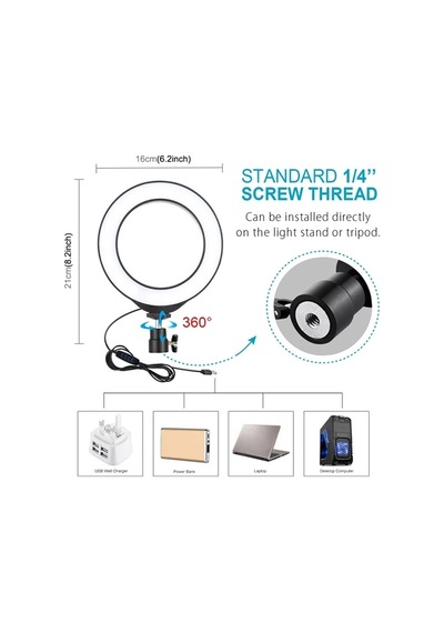 Puluz 1.1m Çift Telefon Tutucu 6.2cm Led Işık Stand Youtubercanlı Yayın Selfie Tiktok Makeup- 5775