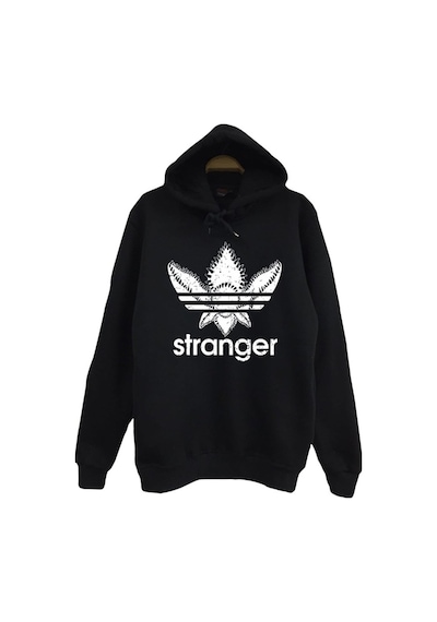 Stranger Thıngs Baskılı Sweatshirt Siyah