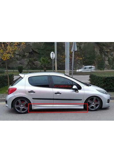 Peugeot 207 Yan Marşpiyel Seti Plastik 2 Adet Mat Siyah Karlık+ek+bodykit
