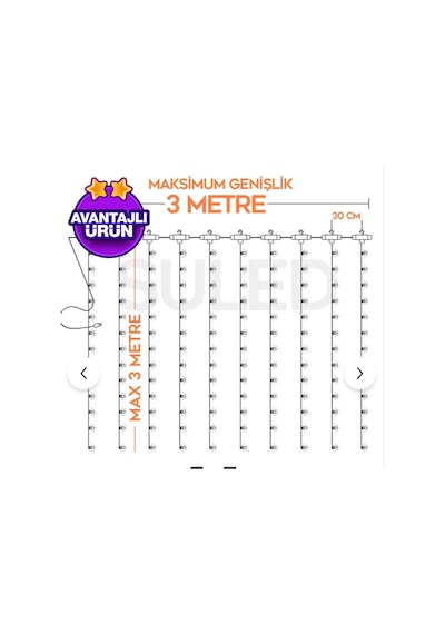 Güneş Enerjili Solar Perde Led Işık 3x3 Metre Dış Mekan Su Geçirmez Bahçe Balkon Teras Süsleme Led