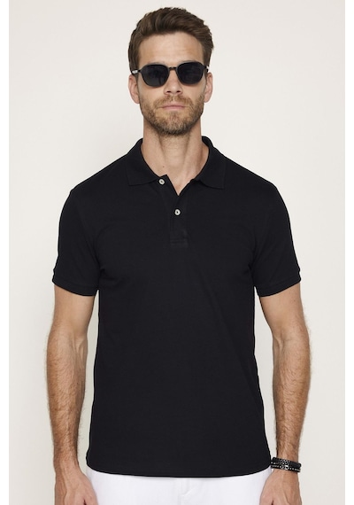 Tudors 30765 Slim Fit Pamuklu Serin Tutan Kumaş Erkek Tişört Siyah