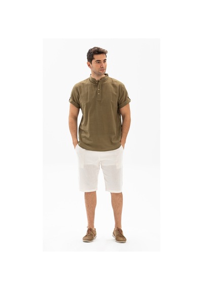 Kısa Kol Şile Bezi Bodrum Erkek T-shirt Haki 3049-haki Haki