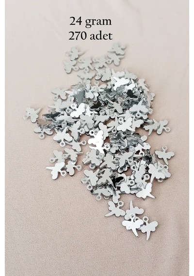 Oya Abiye Bileklik Kolye Pleksi Metalik Plastik Pul Gümüş Renk 24 Gram 270 Adet - Bnc563