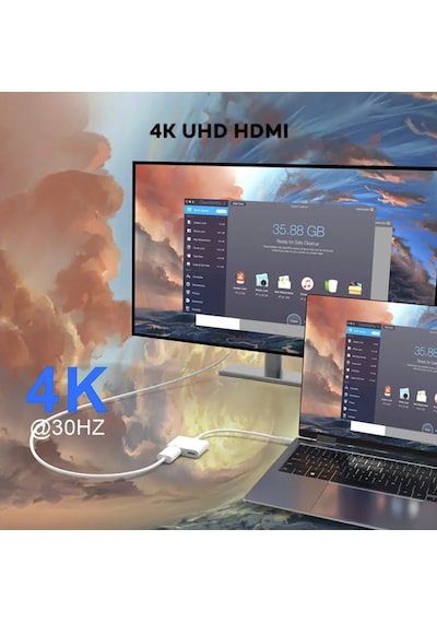 Type-c To Hdmı Görüntü Aktarım Kablosu 4k Destekli Apple iPhone Uyumlu Apple İpad Uyumlu Android Tüm Cihazlar İle