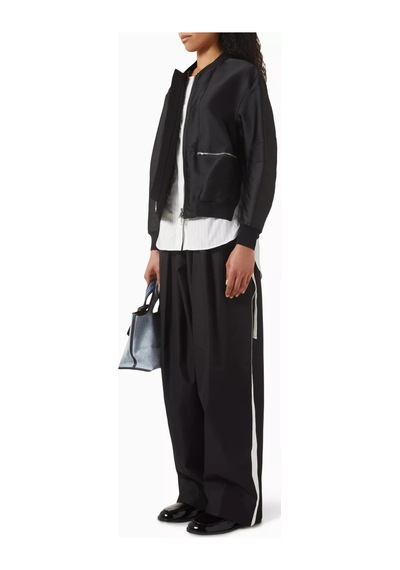 3.1 Phillip Lim Saten Katmanlı Bomber Ceket Şehirli Stil Için Lüks Rahatlık Siyah