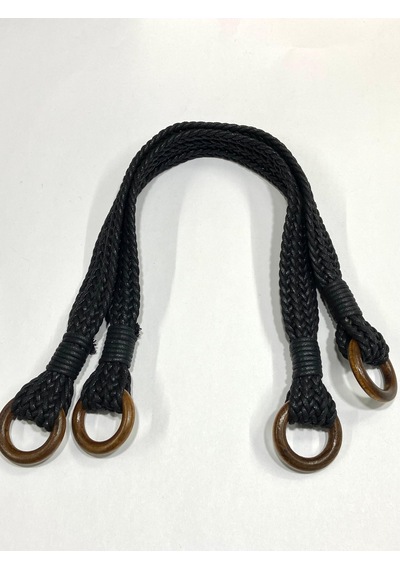 Karan Tuhafiye Örgü Model Çanta Sapı / Deri Görünümlü Sap / 45 Cm / - Siyah Siyah