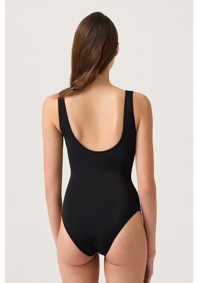Los Ojos Siyah U Yaka Spor Mayo Sporty One Piece Siyah Siyah