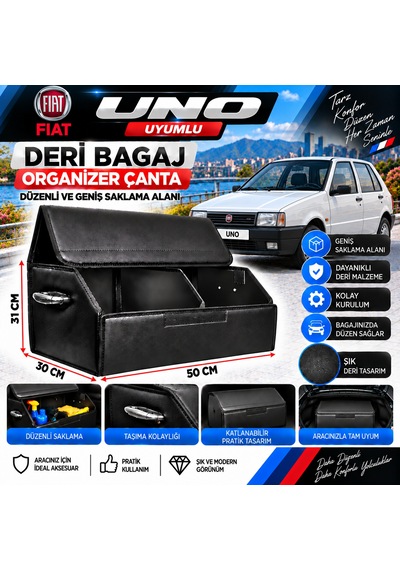 Fiat Uno Uyumlu Oto Bagaj Organizeri Deri Bagaj Kutu Çanta 1