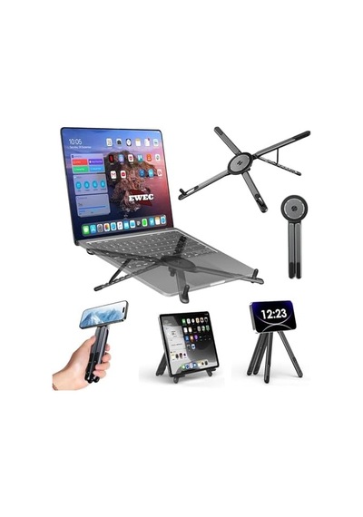 Manyetik 3 Ü 1 Arada Ayarlanabilir Masaüstü Laptop, Tablet Ve Telefon Standı Katlanabilir Metal Gö