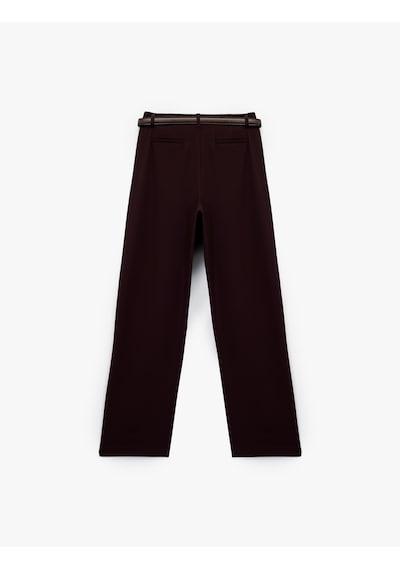 Koton Kemer Detaylı Viskon Karışımlı Geniş Paça Pantolon Bordo 6wak40084pw Bordo