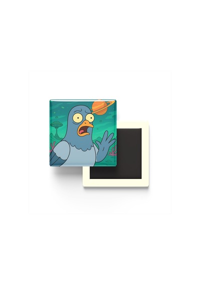 Is This A Pigeon - 9x9 Cm Baskılı Kare Buzdolap Magneti