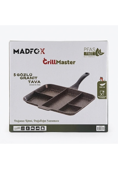 Madfox Grillmaster 5 Gözlü Granit Döküm Tava Siyah